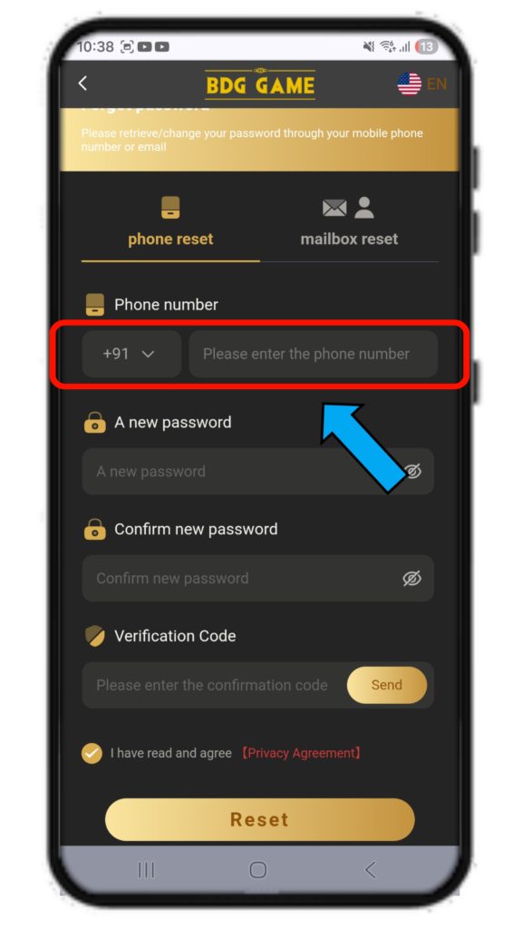 Forgot bdg game password
