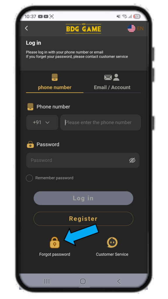 Forgot bdg game password